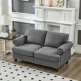 thumbnail image 3 of Modern Grey Polyester 2+3 Seater Sofa with Solid Wood Frame and Nail Decor for Living Room, 3 of 11