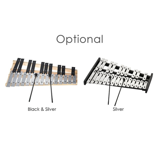 25 25 Note Glockenspiel Xylophone Wooden Base Aluminum Bars with 2 Mallets Educational Musical Instrument Percussion Gift with Carrying Bag