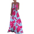 thumbnail image 1 of Vestido de verano para mujer con estampado de moda y cuello en V sin mangas con cinturón casual Fridja  hj6018, 1 of 8