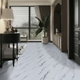 thumbnail image 4 of UMIGGEE Marble Peel and Stick Vinyl Flooring Roll 15.7-in x 236-in/25.7 Sq.Ft Thicken Self-Adhesive Vinyl White Marble Floor Wear-Resistant Easy DIY Install Home Decor, 4 of 8