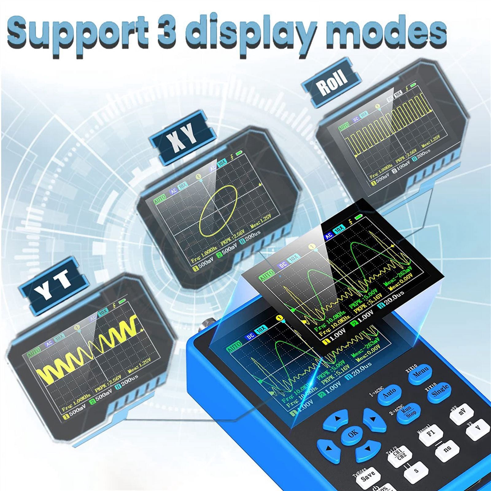 DSO2512G Oscilloscope - 2-in-1 Digital Oscilloscope & DDS Signal Generator, 120Mhz Bandwidth 500MSa/S Sampling Rate