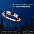 thumbnail image 2 of Gem Stone King 18K Rose Gold Plated Silver Black Onyx and E - F Lab Grown Diamond Wedding-Bands Ring for Women | 1.20 Cttw | Round 4MM | Gemstone December Birthstone | Size 9, 2 of 6