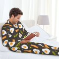 thumbnail image 4 of Mens Pajamas Set, Bacon Omelette Rosemary Button Down Long Sleeve Loungewear Sleepwear Pjs sets for Men, 4 of 5