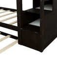 thumbnail image 4 of Kumix Bunk Bed with Trundle, Twin over Twin Bunk Bed with Full Length Guardrail and Storage Staircase for Teens Adults, Wood Bunk Bed for Bedroom, Twin Size Trundle, Noise-Free, Espresso, 4 of 7