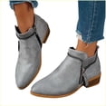 thumbnail image 5 of Shrysg Women's Ankle Boots Casual Low Block Heel Zip Short Booties Comfortable Flock Short Boots with Side Zipper for Outdoor and Daily Wear Gray, 5 of 5