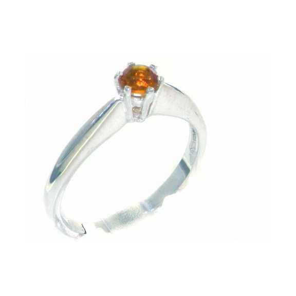 LBG British Made 18k White Gold Natural Citrine Womens Statement Ring - 33 size options - Size 6.5