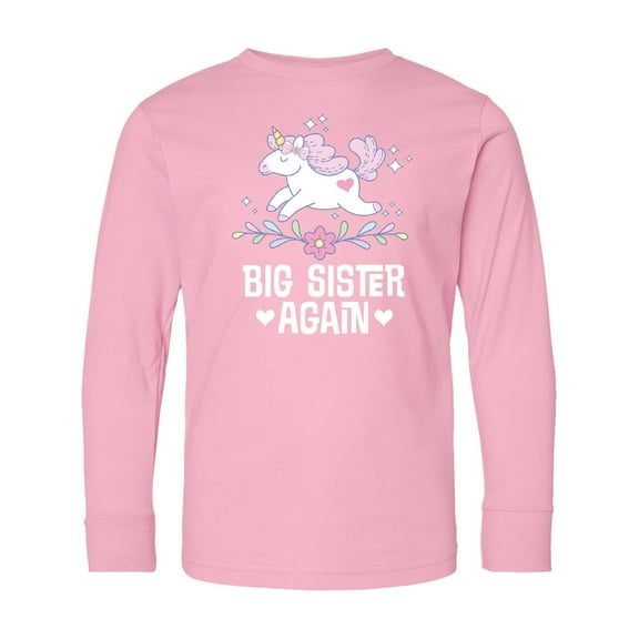 Inktastic Big Sister Again Unicorn Long Sleeve Youth T-Shirt