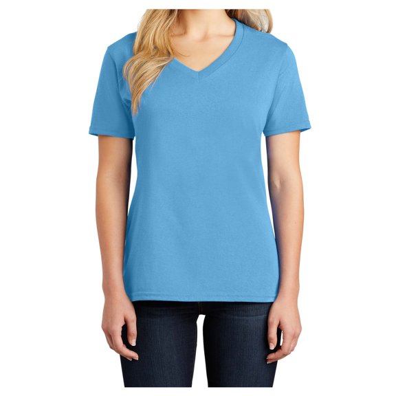 Yellow Rooster Women's Core Cotton V-Neck Tee Aquatic Blue XS