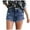 Blue, variant on IROINNID Women's Casual Stretchy High-Waist Frayed Hem Denim Shorts