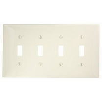 Leviton PJ4-T 4-Gang Toggle Switch Wallplate, Unbreakable, Midway Size, Light Almond