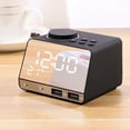 thumbnail image 3 of LED Radio despertador digital Puertos USB dobles Mesita de noche Reloj electrónico Negro, 3 of 9