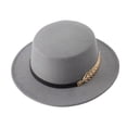 thumbnail image 2 of VLOOCKLW Flat Top Jazz Hat Women Men Wool Warm Autumn Winter Hat with Ribbon Wide Brim Classic Jazz Caps for Daily Dress Outdoor Wear, 2 of 3