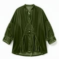 thumbnail image 4 of Hfnxid Women's Solid Color Velvet Blouse 3/4 Length Sleeve Tops 2026 Elegant Tops Trendy Evening Party Shirts Spring Summer Blouses Loose Office Work Shirts, 4 of 9