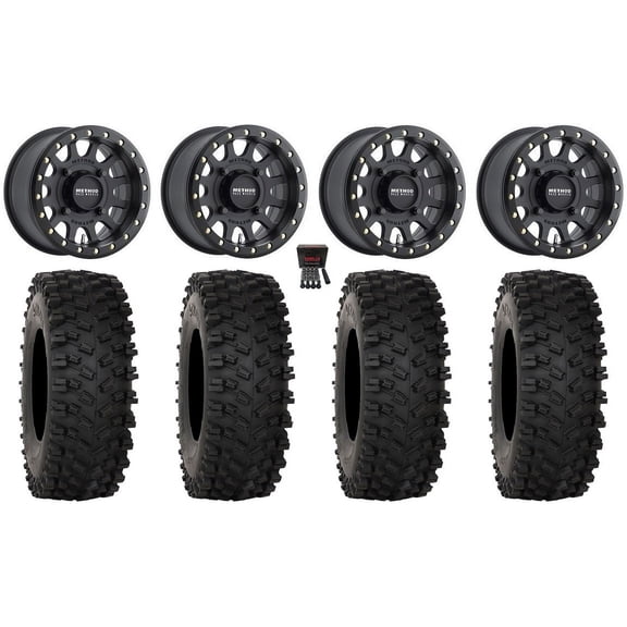 Method 401 Bdlk 14" Wheels Bk 5 2 28" ATX470 Tires Sportsman RZR Ranger