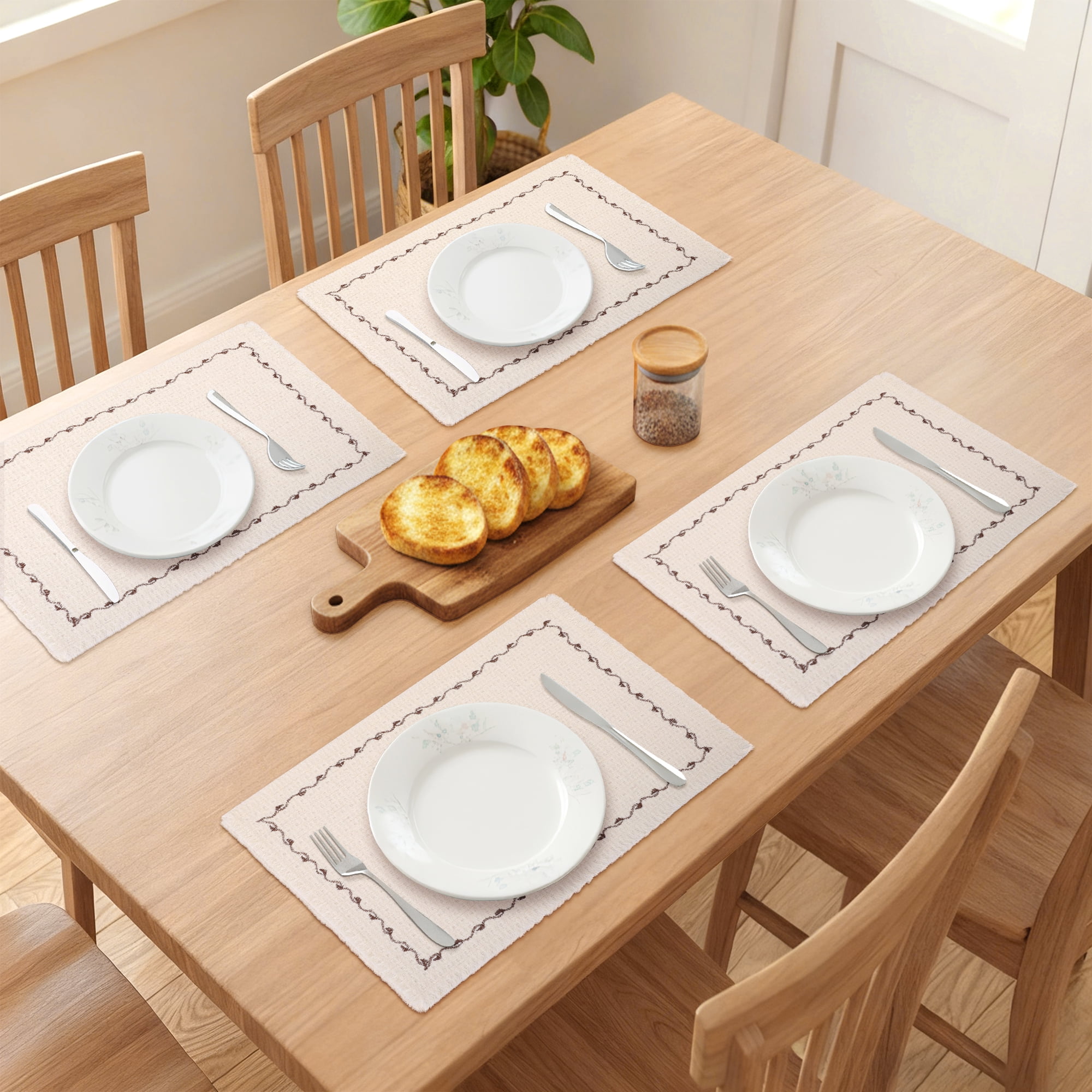 Unique Bargains 4pcs Washable Kitchen Table Mat White 15.7"x11.8"