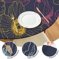 thumbnail image 4 of Elastic Edge Round Tablecloth with Elegant Floral Pattern, Water-Resistant Polyester, Fits 44-52 Inch Round Tables for Indoor and Outdoor Use, 4 of 7