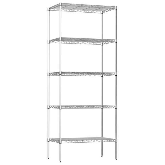 HHBEAUTY 5 Adjustable Wire Shelving 23" D x 13" W x 60" H Wire Rack Heavy Duty Storage Shelving Unit with Metal Frame for Home Office Laundry Bathroom Kitchen Standing Storage Shelf Units (Chrome)