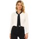 thumbnail image 1 of INSPIRE CHIC Blusa de oficina de manga larga con cuello de lazo en contraste elegante de trabajo para mujer Beige S, 1 of 5