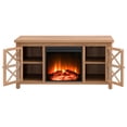 thumbnail image 3 of Evelyn&Zoe Colton Rectangular TV Stand with Log Fireplace for TV's up to 55" in Golden Oak, 3 of 8
