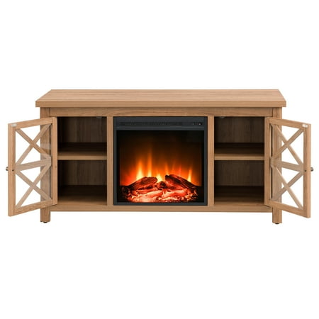 Camden&Wells - Colton Log Fireplace TV Stand for TVs Up to 55" - Golden Oak