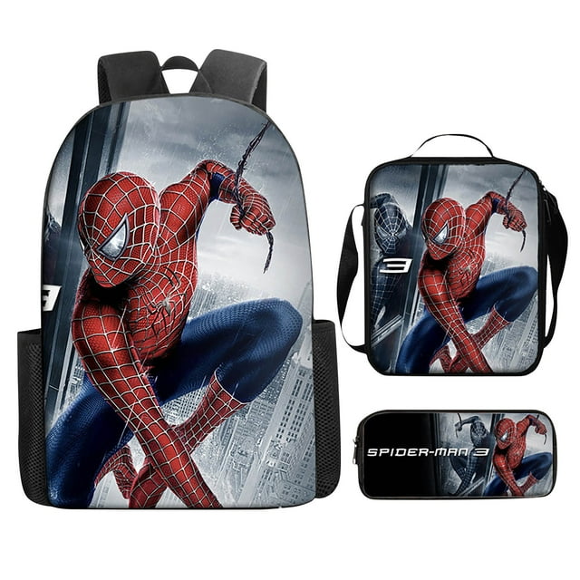 Vlemua Spider Superhero Backpack, Back to School Supplies, 17" Spider Superhero Cartoon Cute Travel Schoolbag for Fans, School Shoulder Bag for Students and Fans