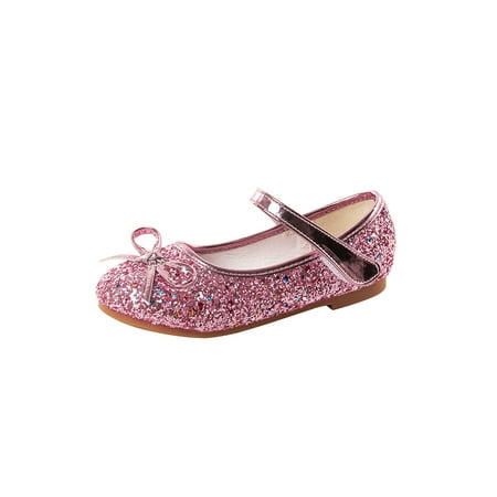

GENILU Girl Glitter Ballet Flat Dress Shoe Slip on Mary Jane School Shoes Pink 7C