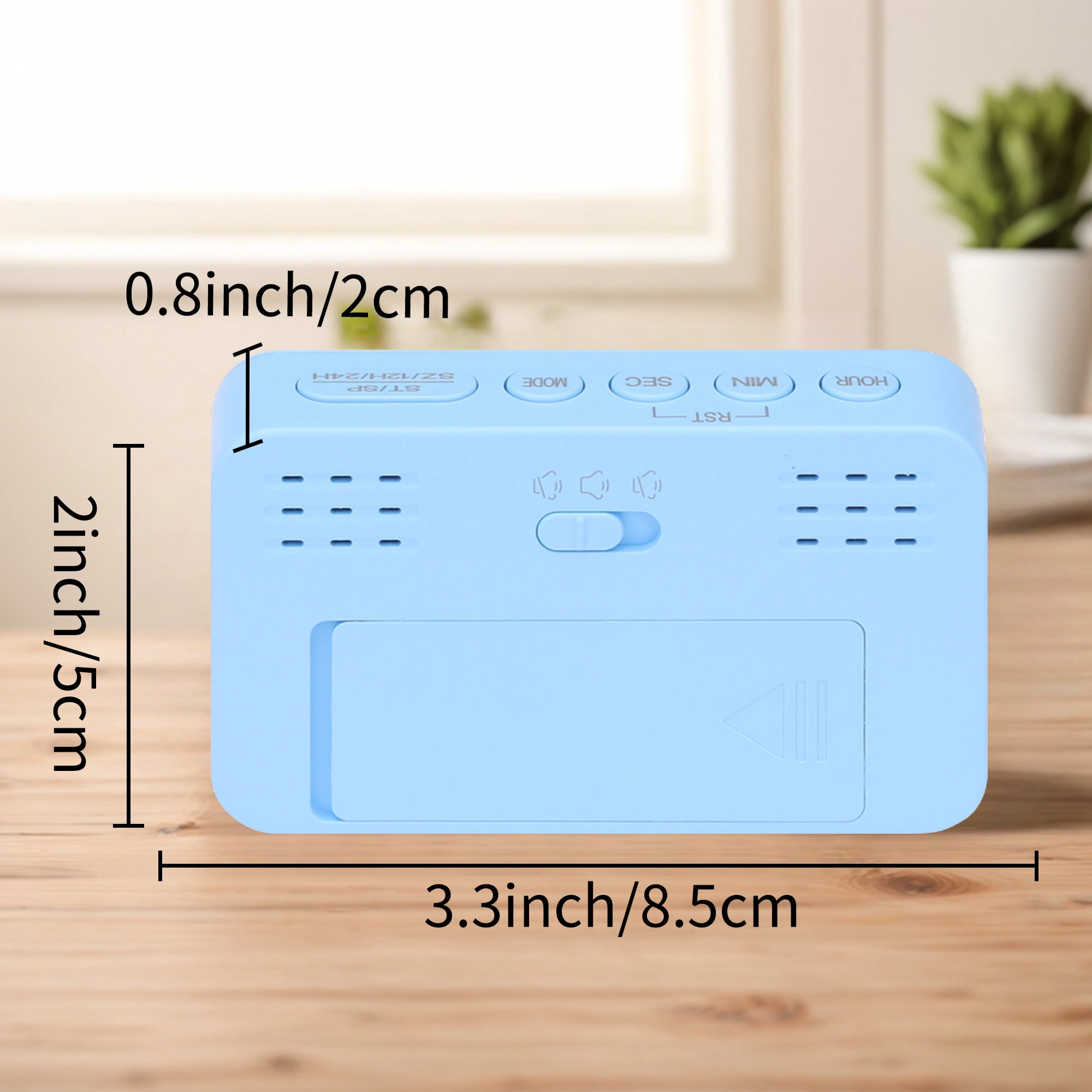 Unique Bargains 2 Pcs Small Loud Alarm Clock Battery Operated Desk Clock White Blue