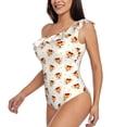 thumbnail image 3 of Yiaed Funny Corgi Print Women One Piece Swimsuits Tummy Control One Shoulder Bathing Suits Pattern Ruffle Swimwear-Large, 3 of 8