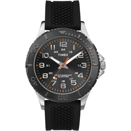 Timex Men's Taft Street Watch, Black Silicone Strap