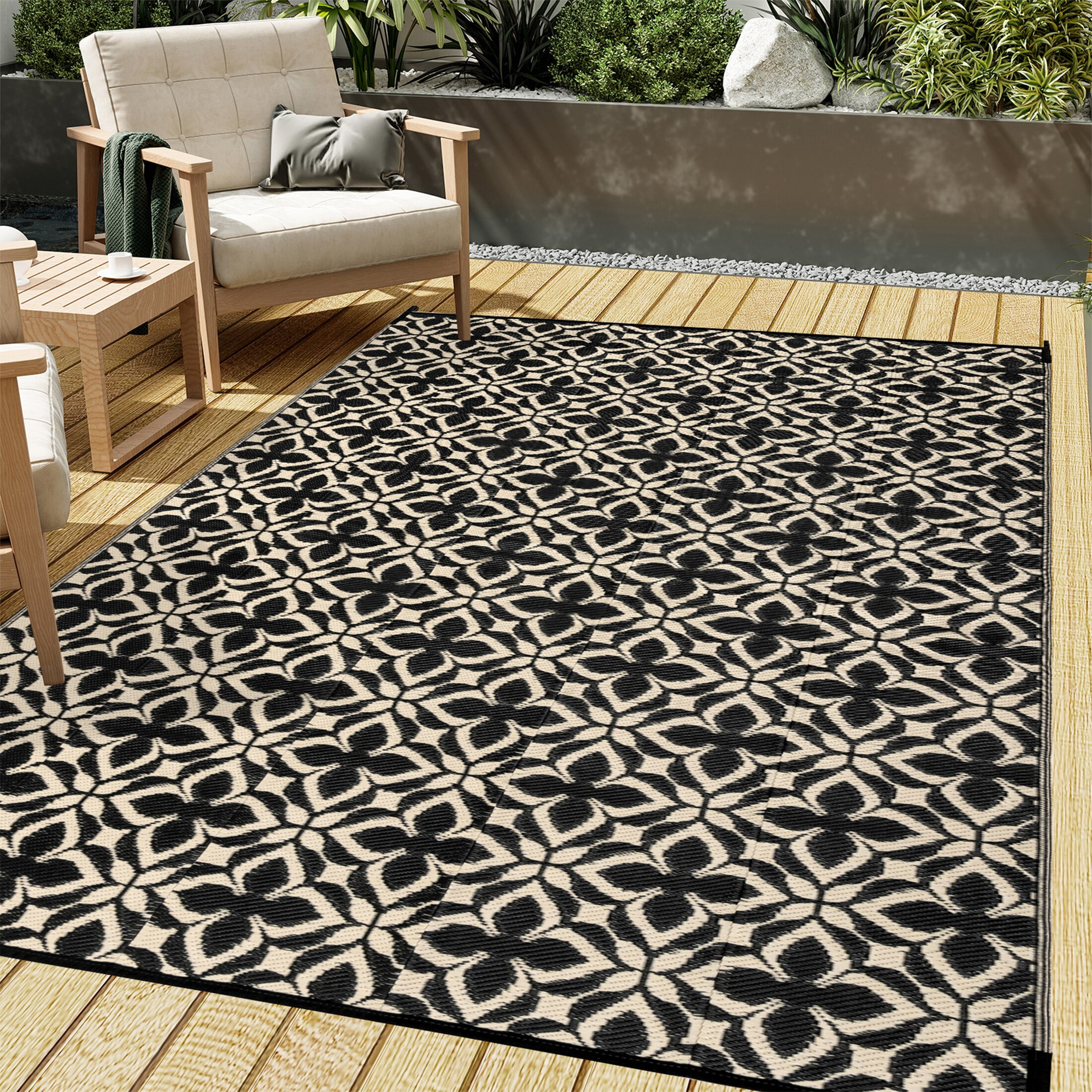 HUGEAR Outdoor Rugs for Patio Clearance 8'x10' Area Rugs Waterproof