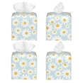 thumbnail image 2 of Lsque Daisies Flowers Printed Tissue Box Cover Holder, Facial Paper Organizer Dispenser,Square with Bottom Belt, PVC Leather Decorative Organizer, 2 of 8
