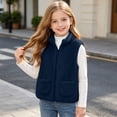 thumbnail image 2 of OGLCCG Girls Sherpa Fleece Vest Kids Full Zip Fuzzy Sleeveless Jacket with Pockets Lightweight Soft Warm Winter Coat(Navy,12-13 Years), 2 of 8