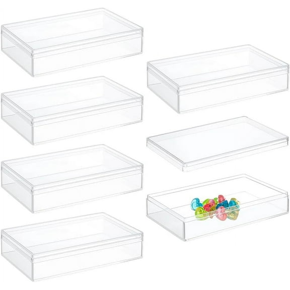 6Pcs Acrylic Storage Boxes with Lids 4.3x2.7x1inch Rectangle Storage Containers Candy Box Clear Display Box for Wedding Party Treats Jewelry Accessories Clear