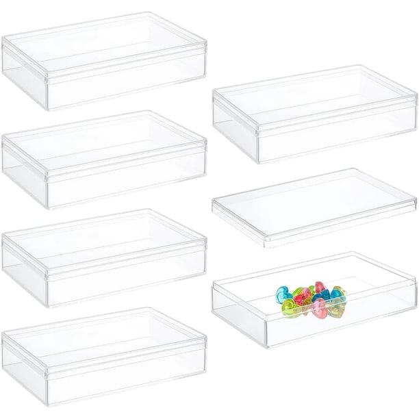 6 cajas de almacenamiento de acrílico con tapa, rectangulares de 4,3 x 2,7 x 1 pulgada, para dulces, transparentes.
