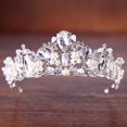 thumbnail image 2 of Corona de tiara para mujer, tiara de boda para novia, corona de desfile de graduación para niñas, diadema de princesa de cristal, accesorios para el cabello de novia, plata JM, 2 of 5