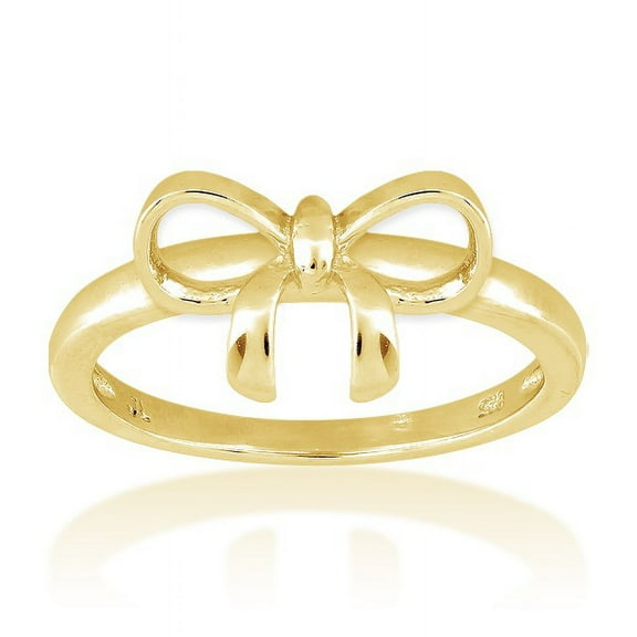 Daily Delight TheJewelryHut Designer Sterling Silver Bow Ring - Gold Plated