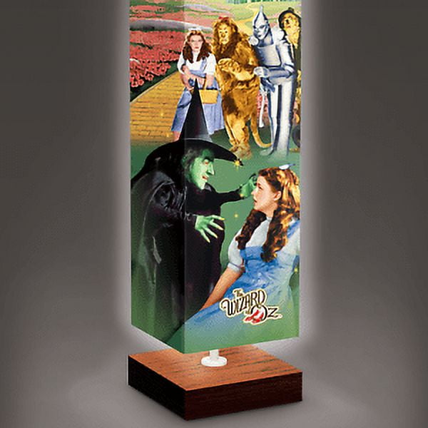 The Bradford Exchange The Wizard of Oz Floor Lamp Decor with Follow the  Yellowbrick Road to Emerald City Art on 4 Sided Fabric Shade Wood Tone Base  With Foot Pedal Switch 5'-Feet 