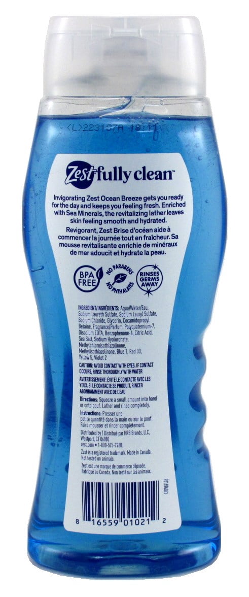 Zest Body Wash Ocean Breeze With Sea Minerals Refresh 18oz (Pack of 3)