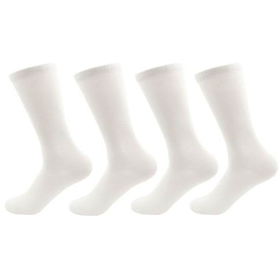 BambooMN - Women's Extra Large Rayon from Bamboo Fiber Dress Casual Socks - White - 4prs