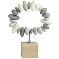 thumbnail image 6 of 11" x 14" Gray Metal Circular Stone Abstract Sculpture with Brown Wooden Base, by DecMode, 6 of 8