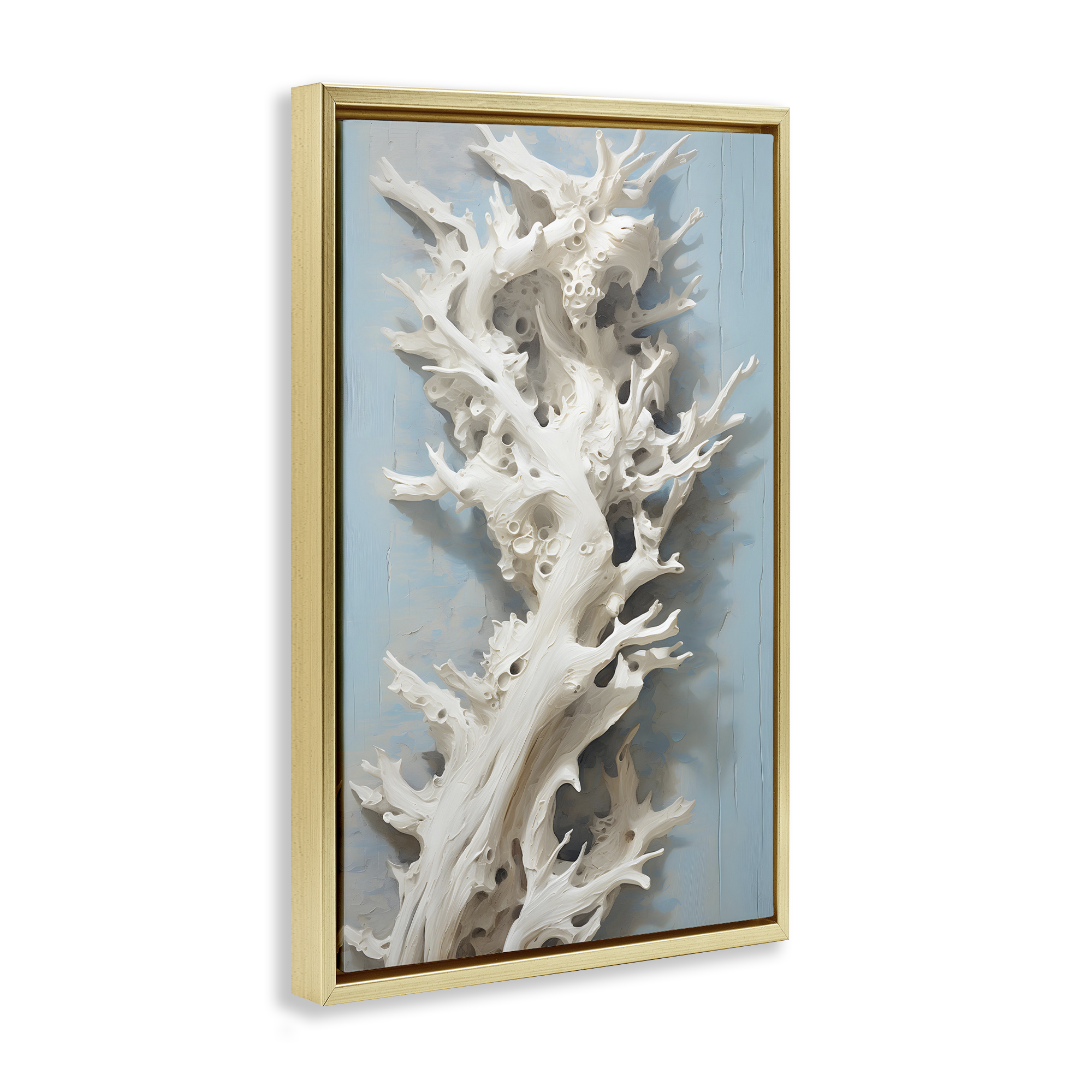 Stupell Industries Winding Spiney Coral Animals & Insects Painting Gold Floater Framed Canvas Art Print Wall Art, 17 x 25