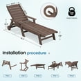thumbnail image 3 of SERWALL Patio Chaise Lounge Chair Set of 2, 78'' Long 5-Positions Adjustable HDPE Outdoor Lounge Chair Coffee Brown, 3 of 9