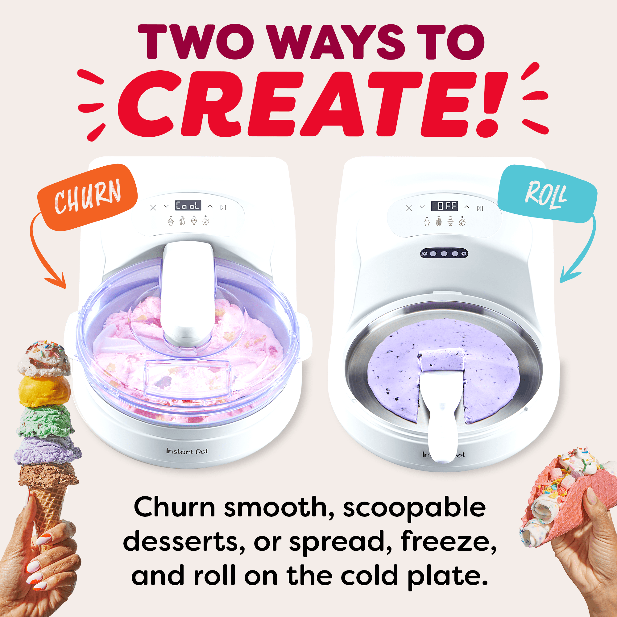Instant Pot InstantChill Chef Ice Cream Maker, 4-in-1 Functions, Ice Cream, Rolled, Sorbet, Mix Ins