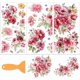 thumbnail image 1 of Juego de 3 pegatinas de rosas de acuarela para transferencia de muebles y manualidades, de 15 x 30 cm, con 1 raspador., 1 of 9