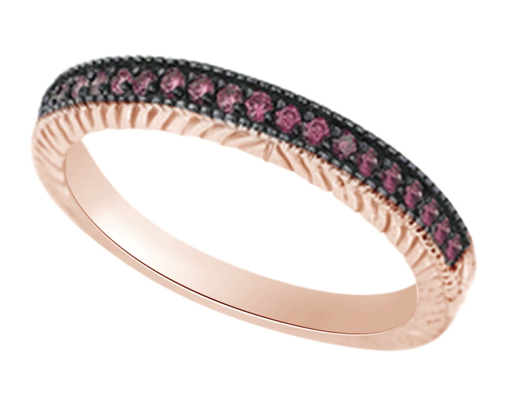 (0.2 cttw) Simulated Pink Sapphire Antique Style Wedding Engagement Ring In 14k Rose Gold With Ring Size 4 by Jewel Zone US