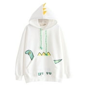 LIDYCE Women Casual Print Long Sleeve Splice Dinosaur Sweatshirt Tops