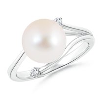 ANGARA Freshwater Cultured Pearl Bypass Split Shank Ring in 925 Sterling Silver for Women | June Birthstone, Birthday, Anniversary, Jewelry Gift for Women | Pearl Ring