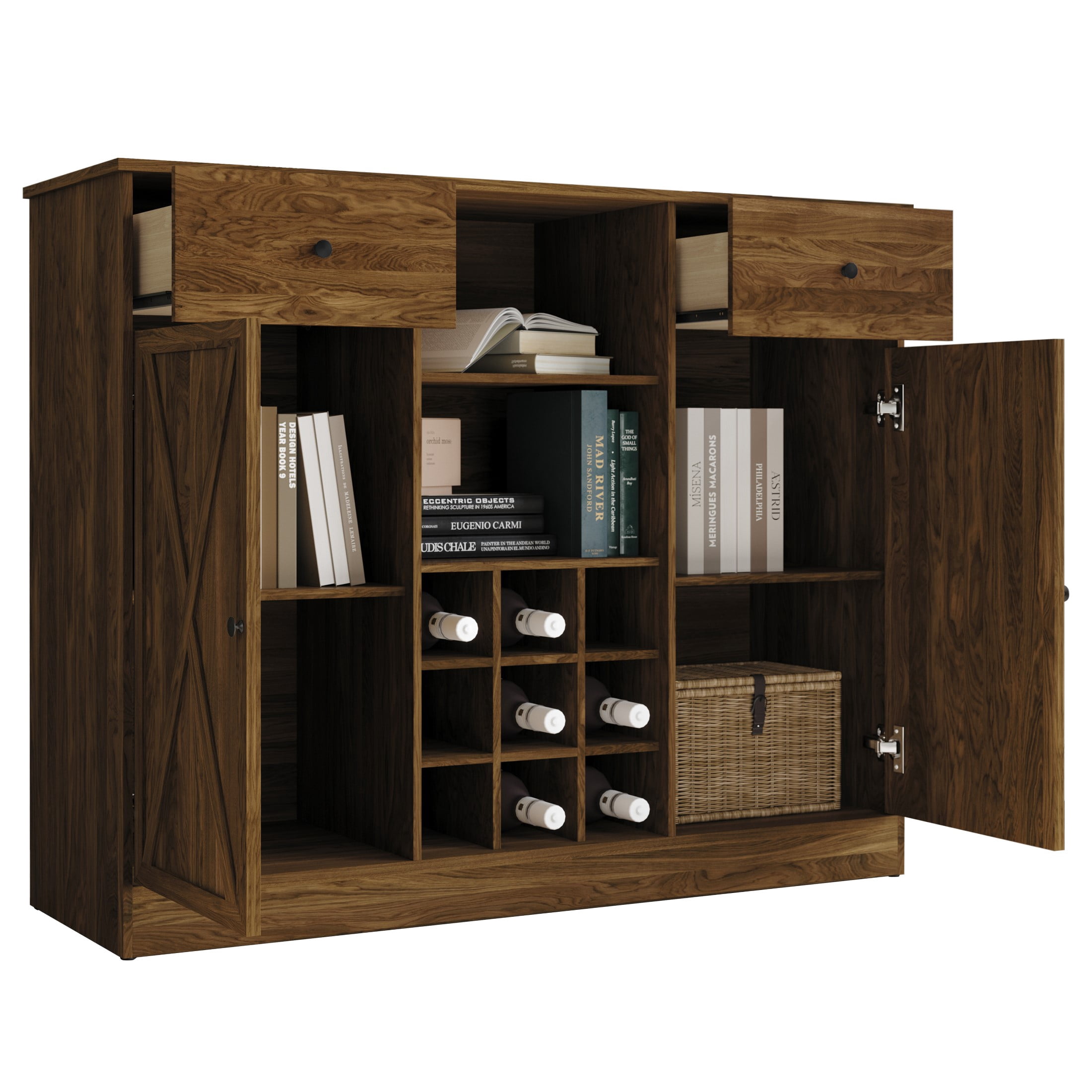Castle Place Rustic Sideboard Buffet Cabinet, Brown