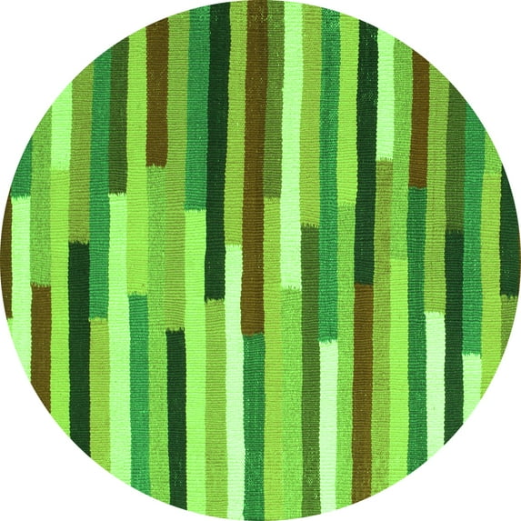 Ahgly Company Indoor Round Abstract Green Contemporary Area Rugs, 6' Round