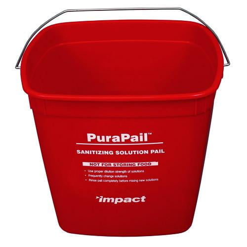 Purapail Sanitizing Bucket, 6 Qt, Polyethylene, Red | Bundle of 2